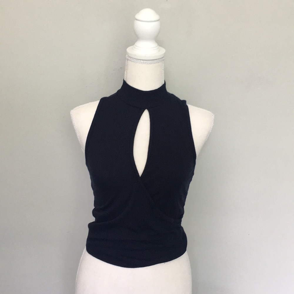 Navy blue rubber halter top
